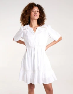 Broderie Tiered Mini Dress