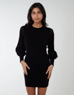 Cut Out Sleeve Bodycon Dress -Soft Dress Wear Sales Store bv2562 black12166