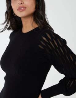 Cut Out Sleeve Bodycon Dress -Soft Dress Wear Sales Store bv2562 black12179