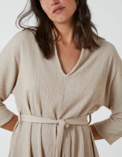 V Neck Crunchy Stitch Batwing Dress -Soft Dress Wear Sales Store bv2572 stone 1769