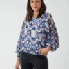 Pleated Sleeve Aztec Swirl Georgette Top