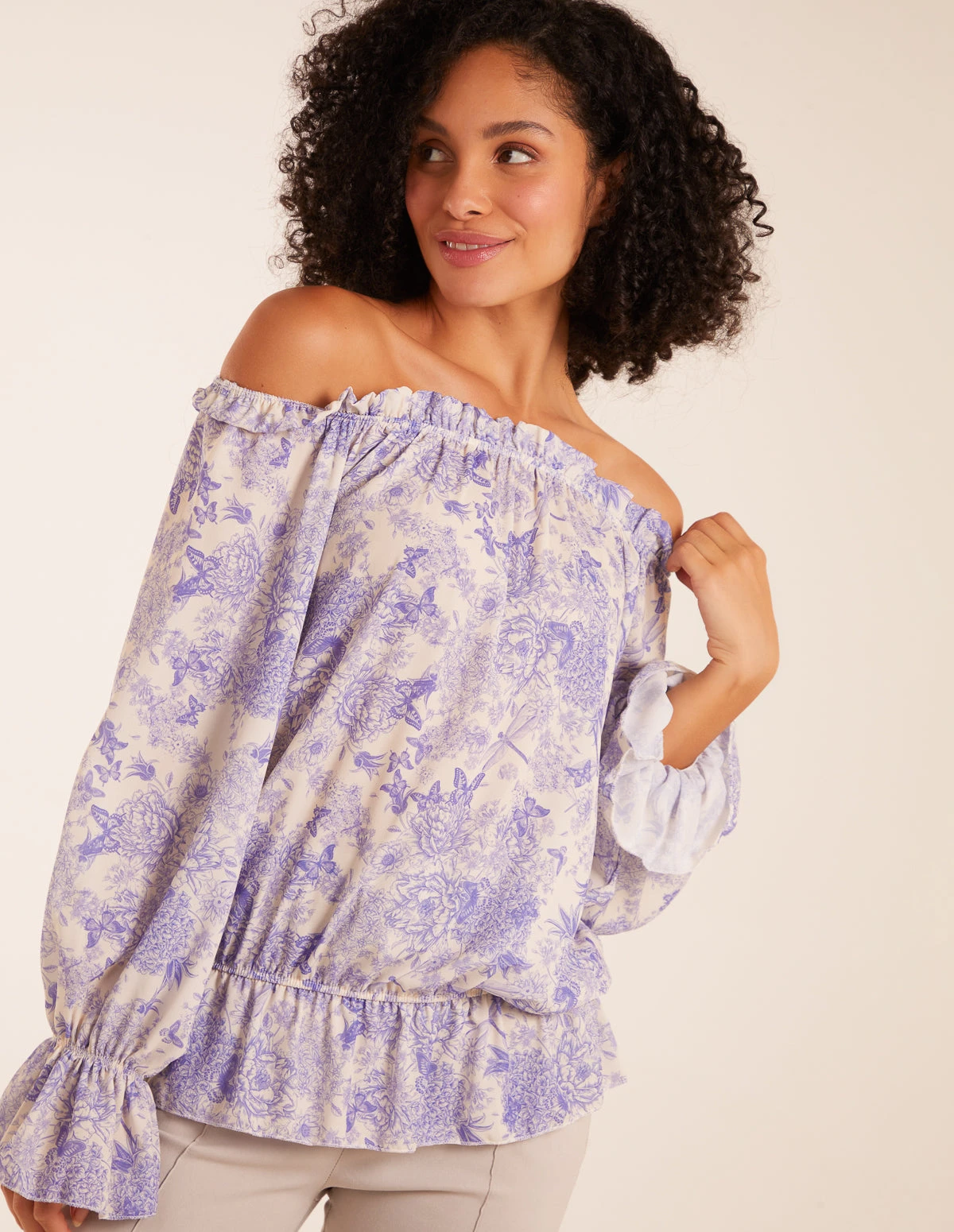 Butterfly Floral Print Gypsy Chiffon Blouse 1 Butterfly Floral Print Gypsy Chiffon Blouse