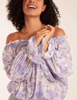 Butterfly Floral Print Gypsy Chiffon Blouse 6 Butterfly Floral Print Gypsy Chiffon Blouse -Soft Dress Wear Sales Store bv2613 blue10217