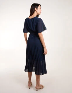 Pleated Wrap Over Belted Dress 7 Pleated Wrap Over Belted Dress -Soft Dress Wear Sales Store bv3660 navy 7728