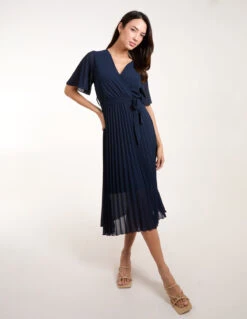 Pleated Wrap Over Belted Dress 6 Pleated Wrap Over Belted Dress -Soft Dress Wear Sales Store bv3660 navy 7739