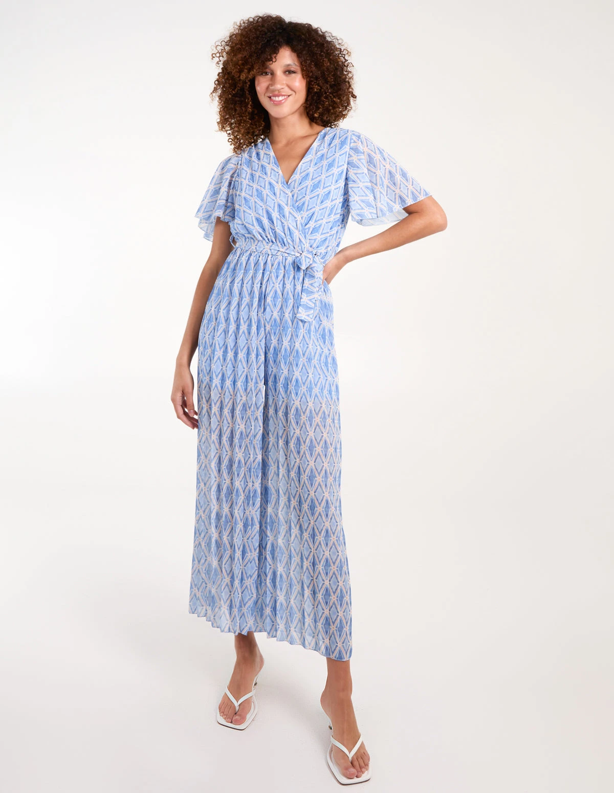 Aztec Diamond Printed Pleated Jumpsuit 2 Aztec Diamond Printed Pleated Jumpsuit - Image 2