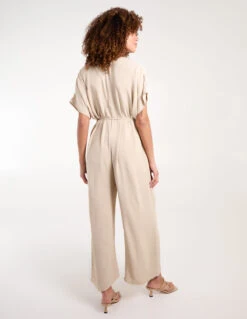 V Neck Straight Leg Relaxed Jumpsuit -Soft Dress Wear Sales Store bv3921 stone 35618