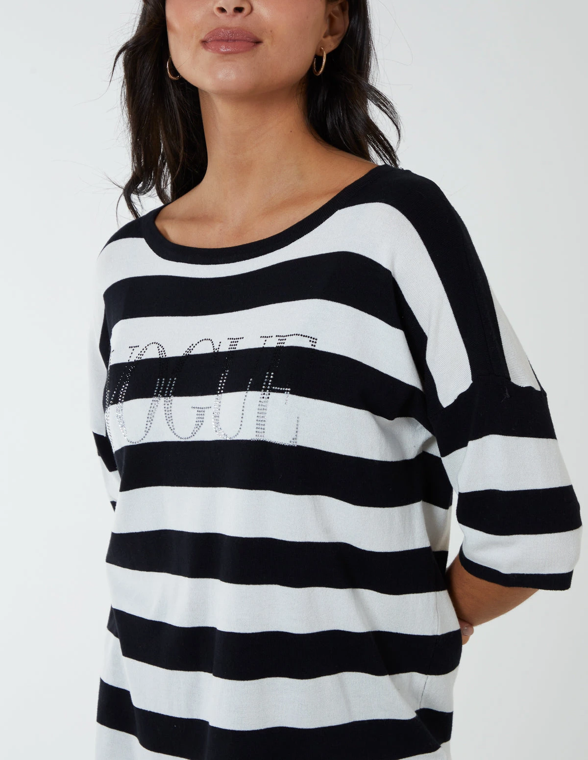 Striped T Shirt With Diamante Detail 2 Striped T Shirt With Diamante Detail - Image 2