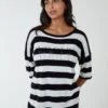 Striped T Shirt With Diamante Detail