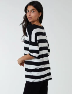 Striped T Shirt With Diamante Detail 9 Striped T Shirt With Diamante Detail -Soft Dress Wear Sales Store qed2706 black10248