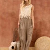 Shirring Waist Tiered Maxi Skirt