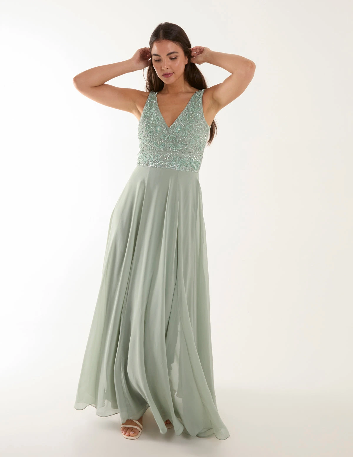Embellished V-Neck Maxi Dress 3 Embellished V-Neck Maxi Dress - Image 3