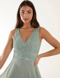 Embellished V-Neck Maxi Dress 5 Embellished V-Neck Maxi Dress -Soft Dress Wear Sales Store ss24101 sage 18557