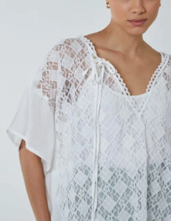 Crochet Frill Top -Soft Dress Wear Sales Store wf4954 white 25235 9fd2357e 9124 400f 9081 2bba67bf821c